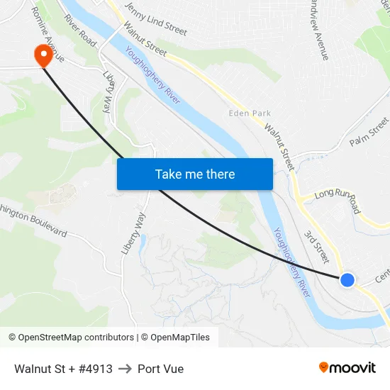 Walnut St + #4913 to Port Vue map
