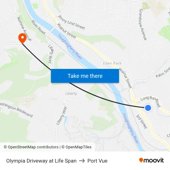 Olympia Driveway at Life Span to Port Vue map