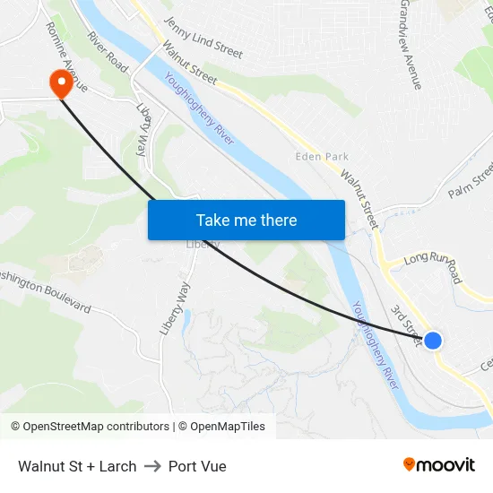 Walnut St + Larch to Port Vue map