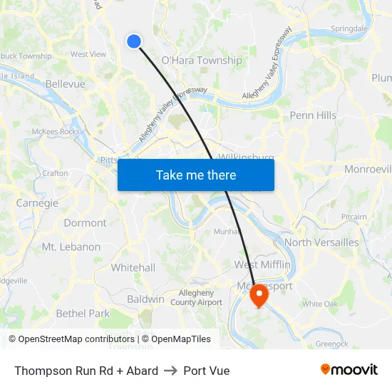 Thompson Run Rd + Abard to Port Vue map
