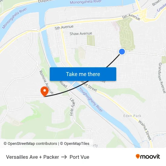 Versailles Ave + Packer to Port Vue map
