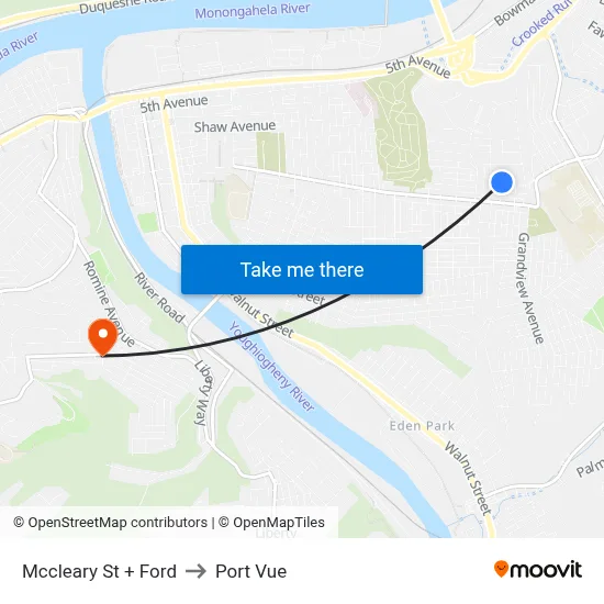 Mccleary St + Ford to Port Vue map