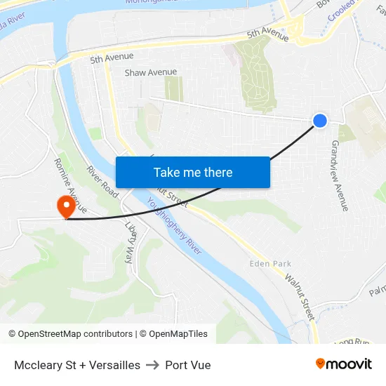 Mccleary St + Versailles to Port Vue map