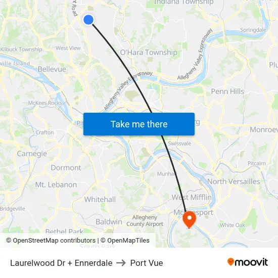 Laurelwood Dr + Ennerdale to Port Vue map