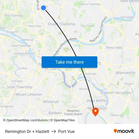 Remington Dr + Hazlett to Port Vue map