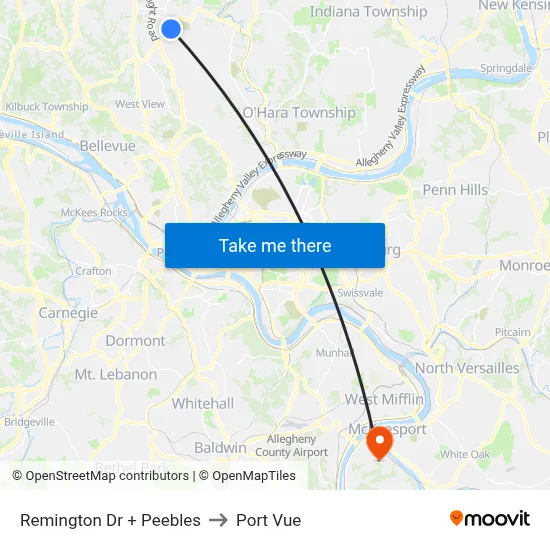 Remington Dr + Peebles to Port Vue map