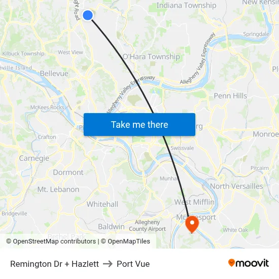 Remington Dr + Hazlett to Port Vue map