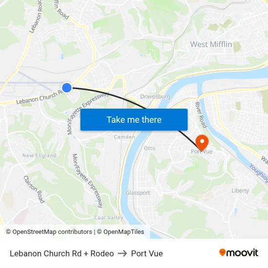 Lebanon Church Rd + Rodeo to Port Vue map