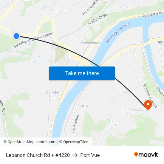 Lebanon Church Rd + #4220 to Port Vue map