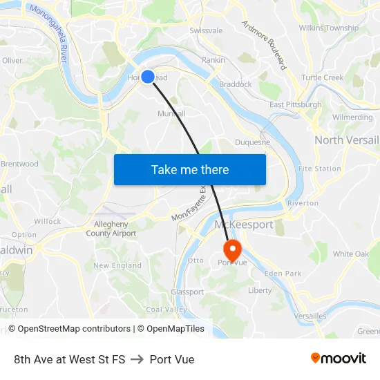 8th Ave at West St FS to Port Vue map