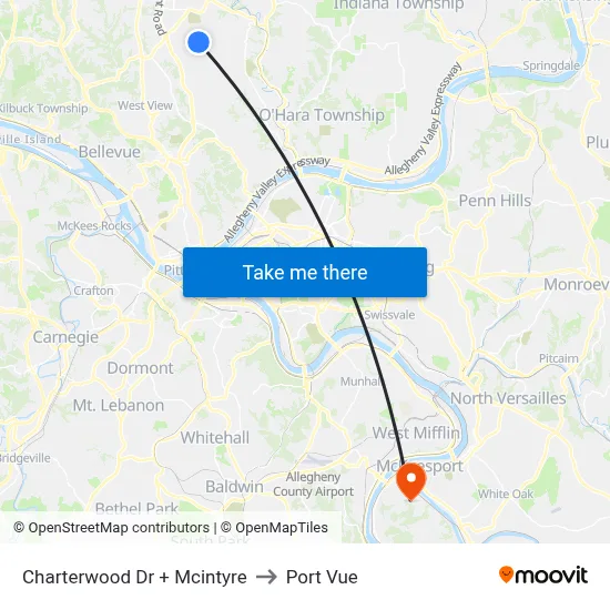 Charterwood Dr + Mcintyre to Port Vue map