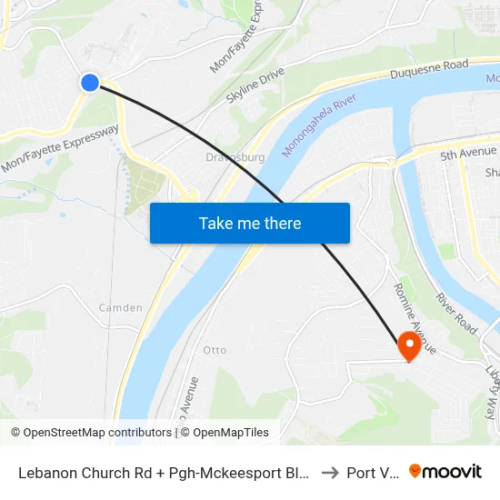 Lebanon Church Rd + Pgh-Mckeesport Blvd FS to Port Vue map