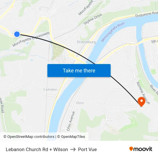 Lebanon Church Rd + Wilson to Port Vue map