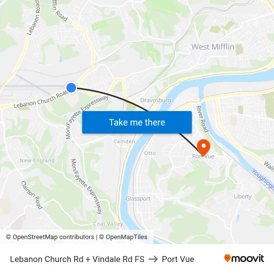 Lebanon Church Rd + Vindale Rd FS to Port Vue map
