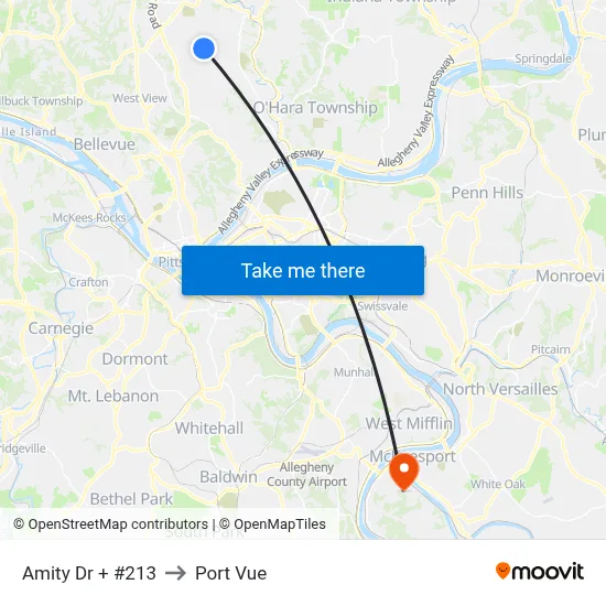 Amity Dr + #213 to Port Vue map