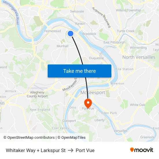 Whitaker Way + Larkspur St to Port Vue map
