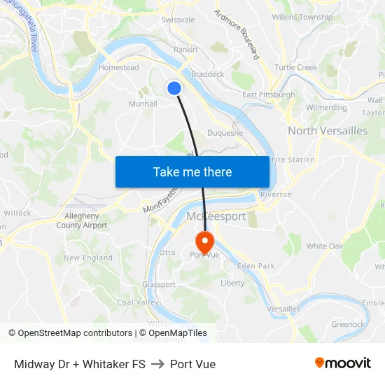 Midway Dr + Whitaker FS to Port Vue map
