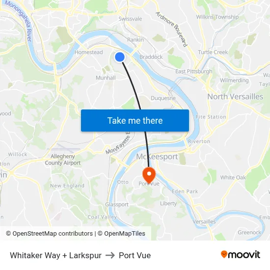 Whitaker Way + Larkspur to Port Vue map
