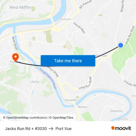 Jacks Run Rd + #3030 to Port Vue map