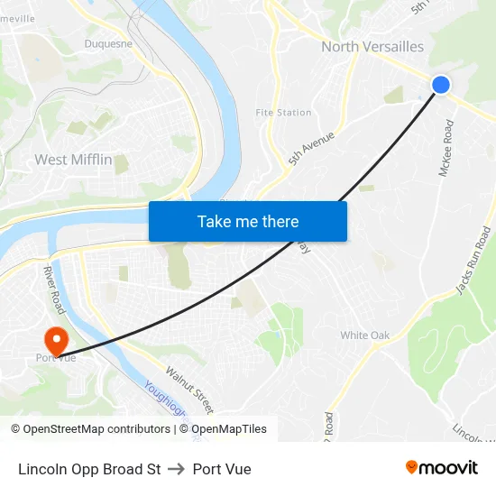 Lincoln Opp Broad St to Port Vue map
