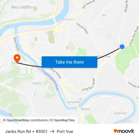 Jacks Run Rd + #3001 to Port Vue map