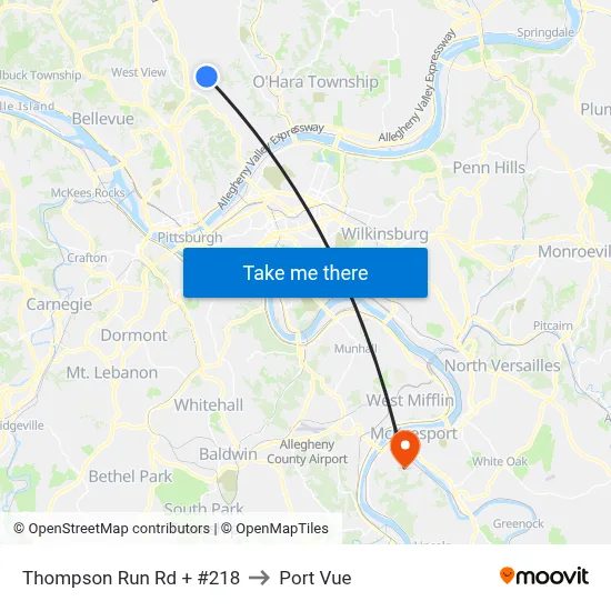 Thompson Run Rd + #218 to Port Vue map