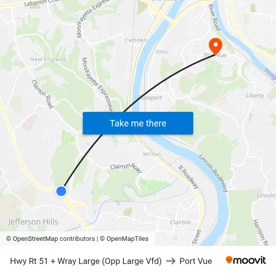 Hwy Rt 51 + Wray Large (Opp Large Vfd) to Port Vue map