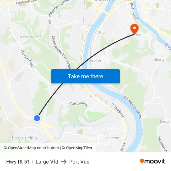 Hwy Rt 51 + Large Vfd to Port Vue map