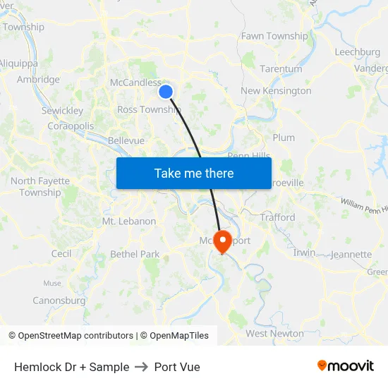 Hemlock Dr + Sample to Port Vue map