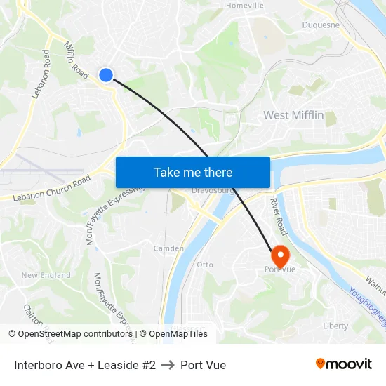 Interboro Ave + Leaside #2 to Port Vue map