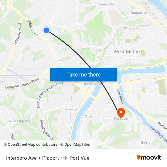 Interboro Ave + Plaport to Port Vue map