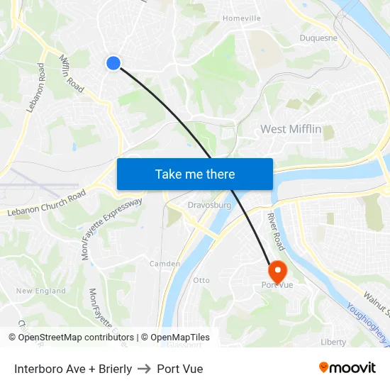 Interboro Ave + Brierly to Port Vue map