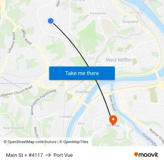 Main St + #4117 to Port Vue map