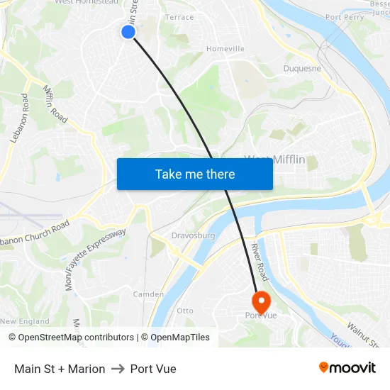 Main St + Marion to Port Vue map