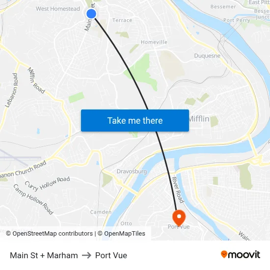 Main St + Marham to Port Vue map