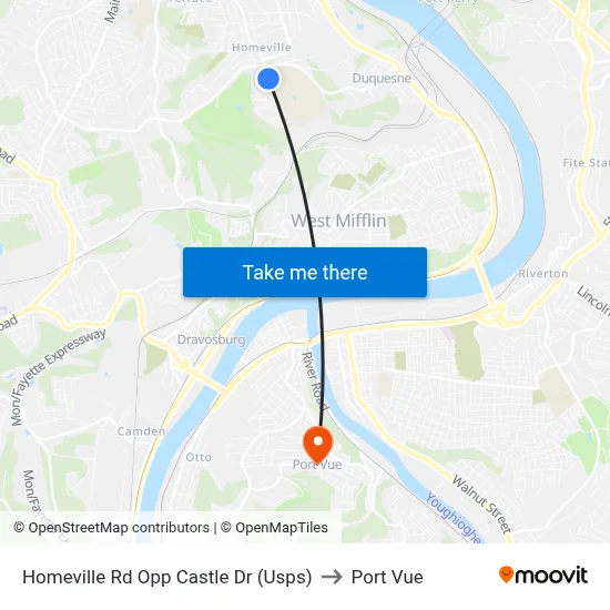 Homeville Rd Opp Castle Dr (Usps) to Port Vue map