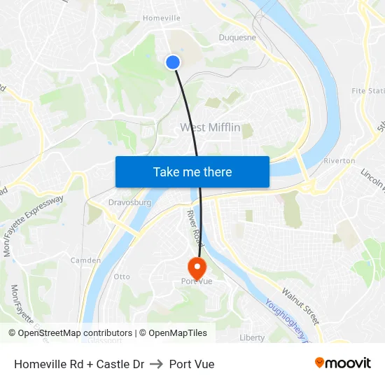 Homeville Rd + Castle Dr to Port Vue map