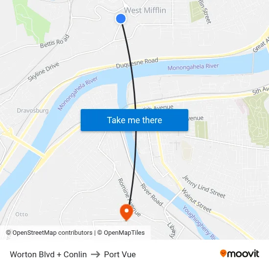 Worton Blvd + Conlin to Port Vue map