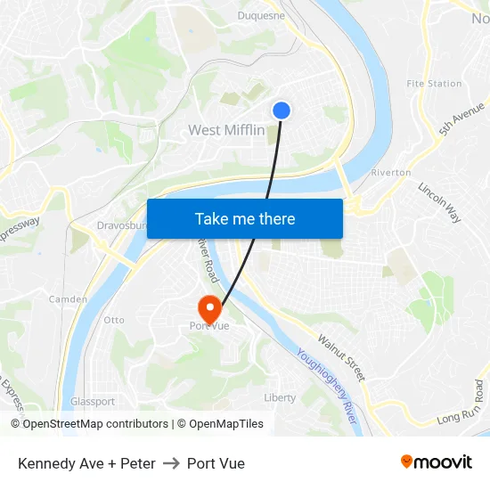 Kennedy Ave + Peter to Port Vue map