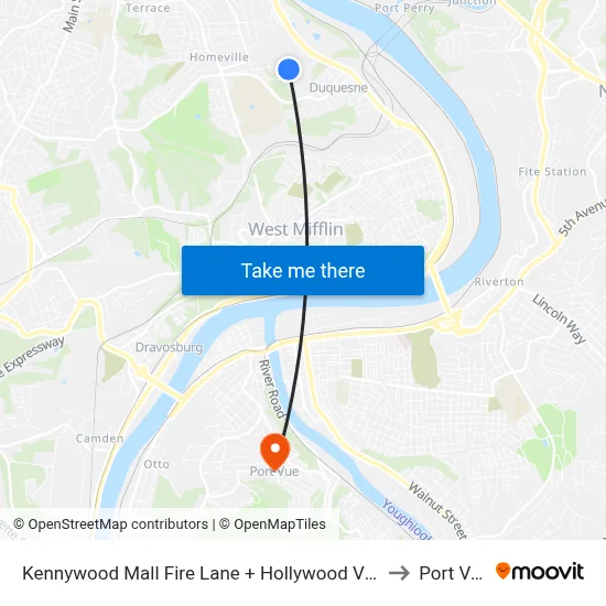 Kennywood Mall Fire Lane + Hollywood Video to Port Vue map