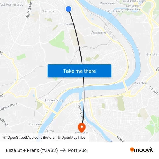 Eliza St + Frank (#3932) to Port Vue map