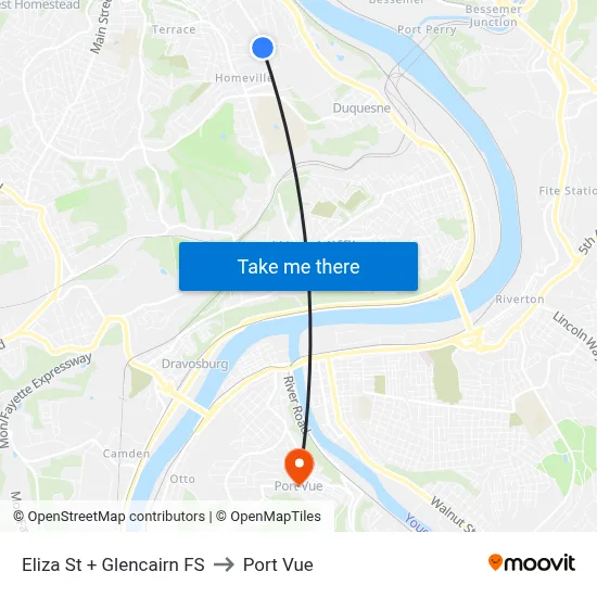 Eliza St + Glencairn FS to Port Vue map