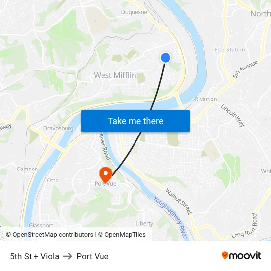 5th St + Viola to Port Vue map