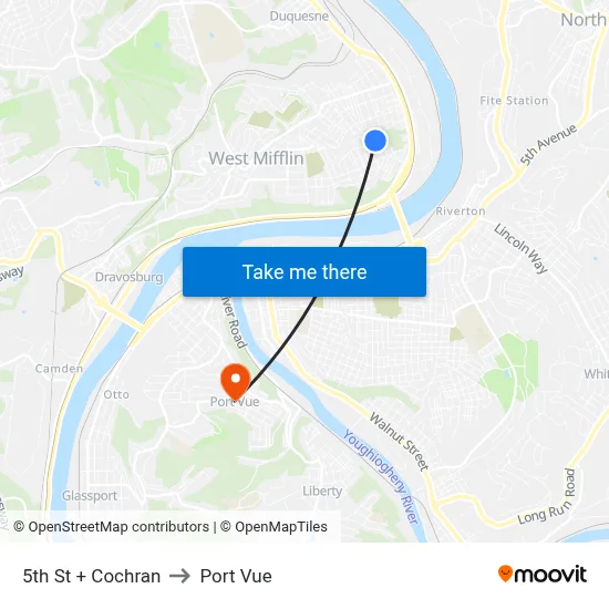 5th St + Cochran to Port Vue map