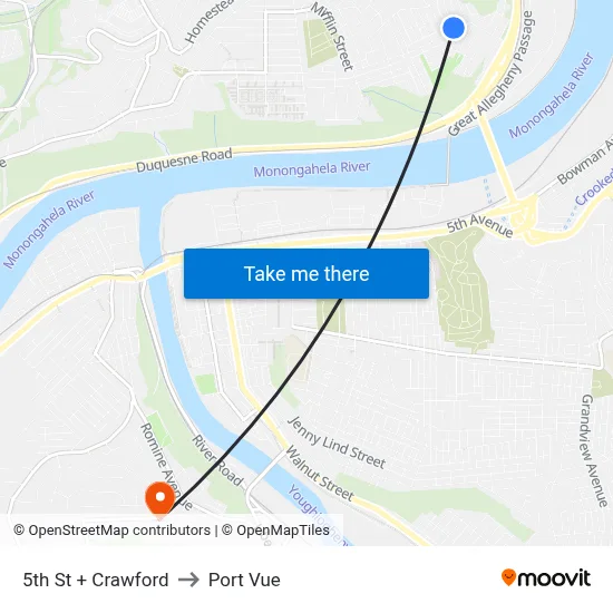 5th St + Crawford to Port Vue map