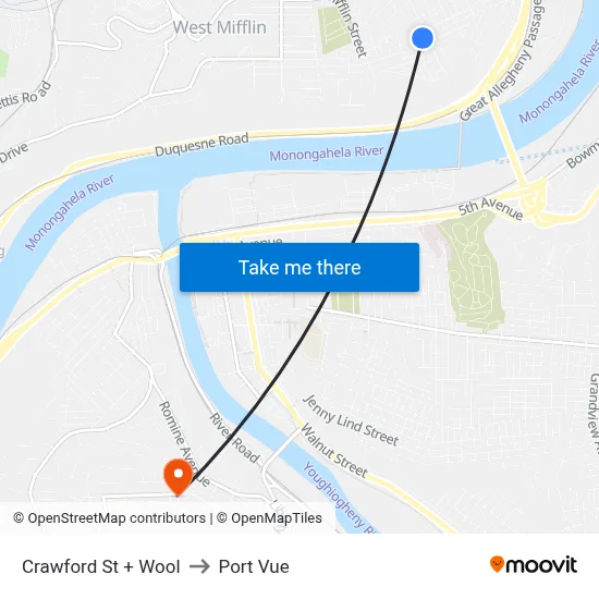 Crawford St + Wool to Port Vue map