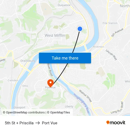 5th St + Priscilla to Port Vue map