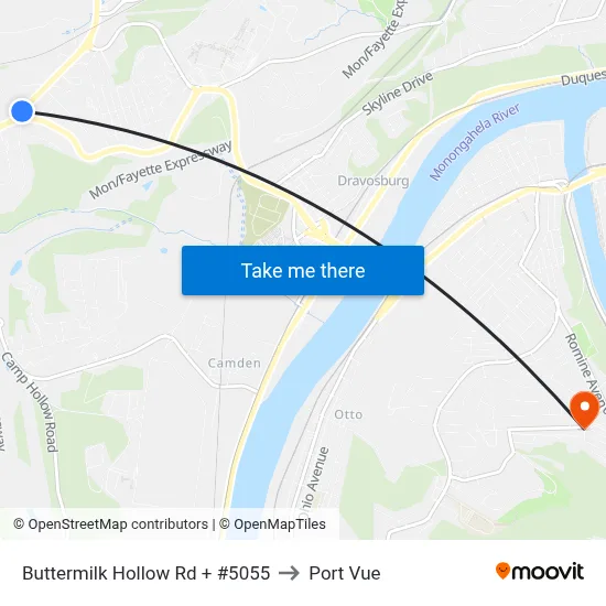 Buttermilk Hollow Rd + #5055 to Port Vue map