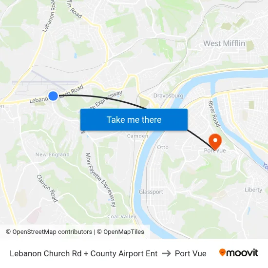 Lebanon Church Rd + County Airport Ent to Port Vue map