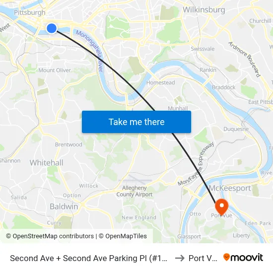 Second Ave + Second Ave Parking Pl (#1250) to Port Vue map